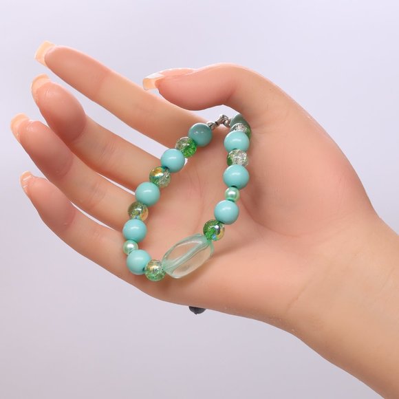 Teal Beads, Pearls & Turquoise 3 Piece Set, Necklace, Bracelet & Earrings. - Picture 7 of 7